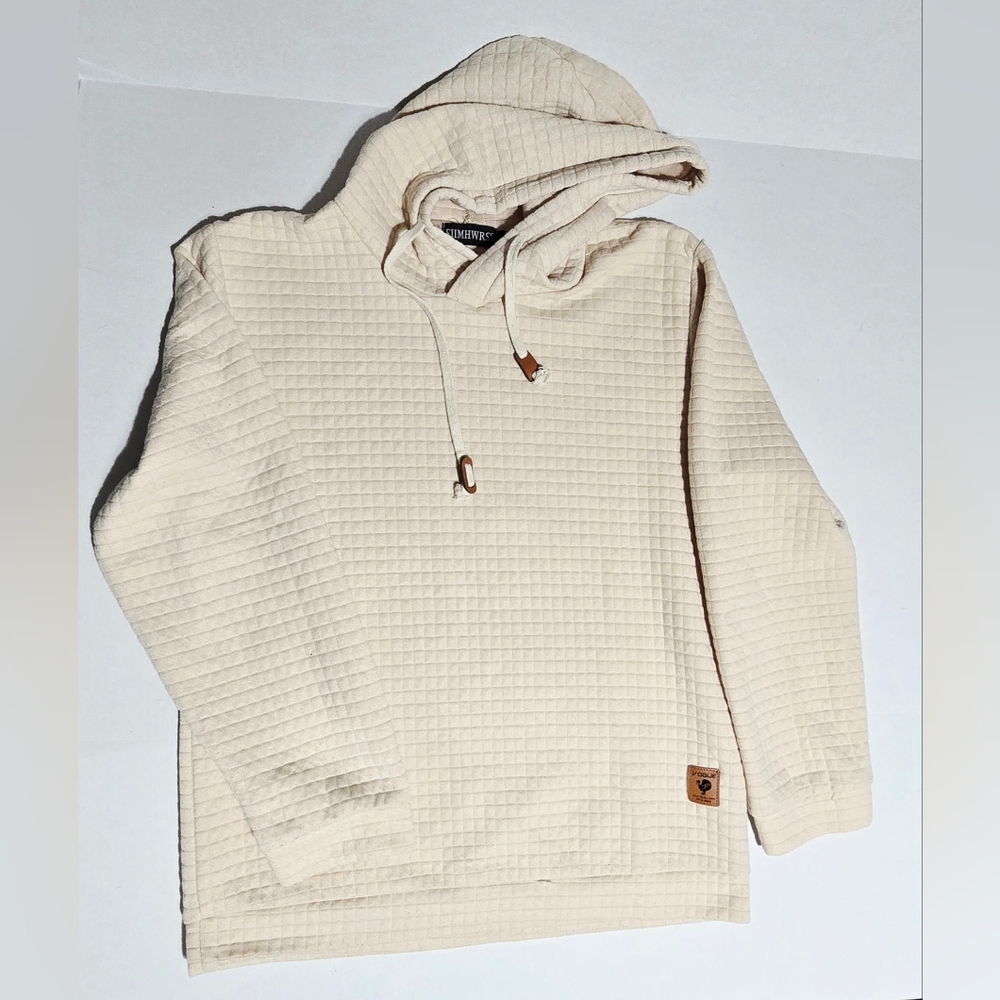 Men's XL SIIMHWRSS Vogue Cream Quilted Textured Hoodie In EXCELLENT CONDITION